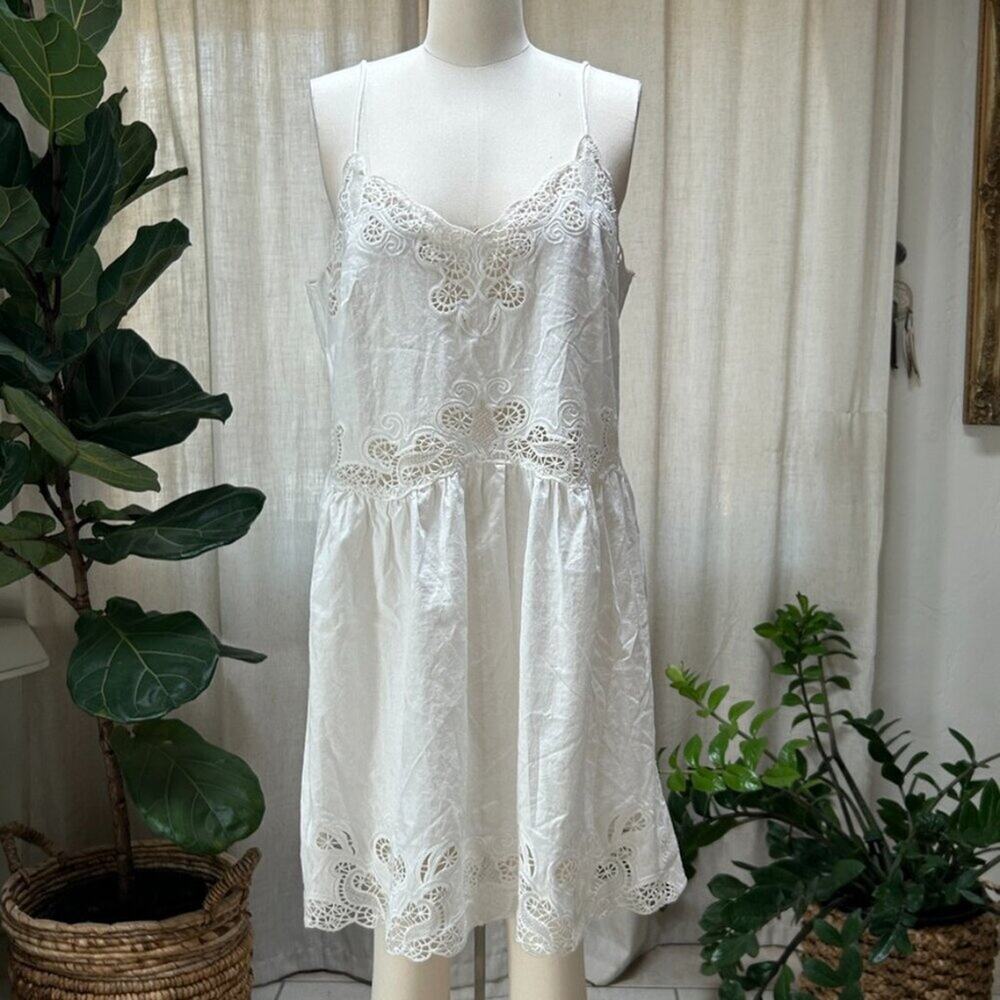 White Lace Dress Spaghetti Strap Bridal Shower Whimsy Romantic Women M